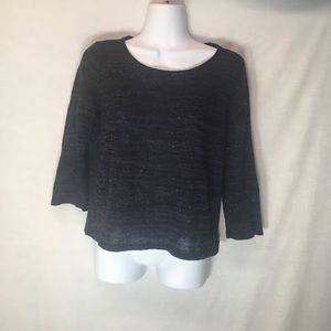 Eileen Fisher speckled navy 3/4 silk sweater